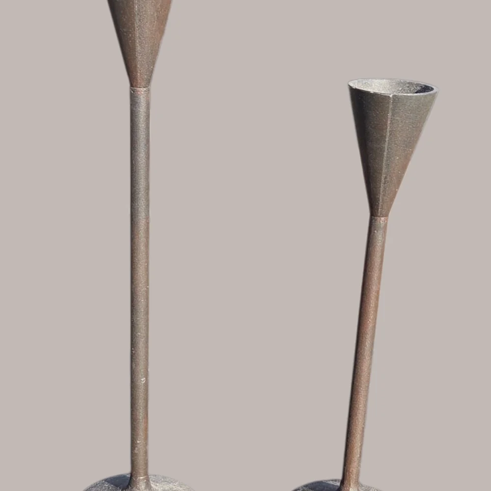 2 Pottery Barn‎ (Not Marked) Petaluma Brutalist Rustic Candle Sticks  24